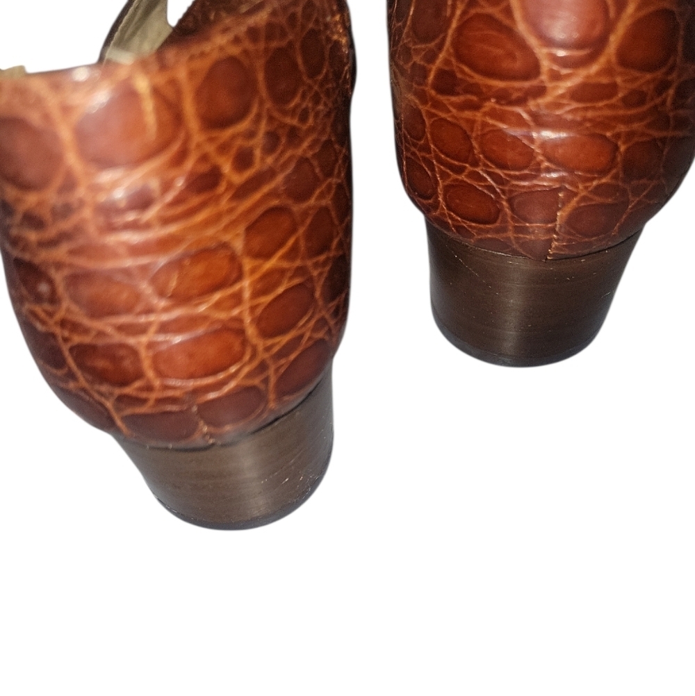 Bally Women's Brown Leather Slingback Open Toe Italy Alligator Embossed Sz 5 - Picture 4 of 9